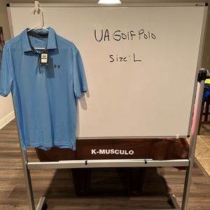 UA light blue golf polo